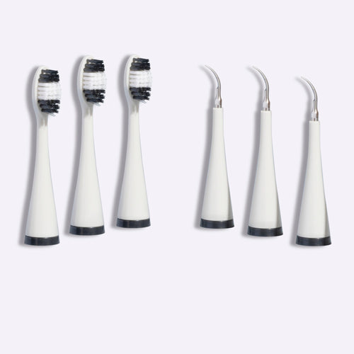 3 Toothbrush Heads + 3 Scaler Heads